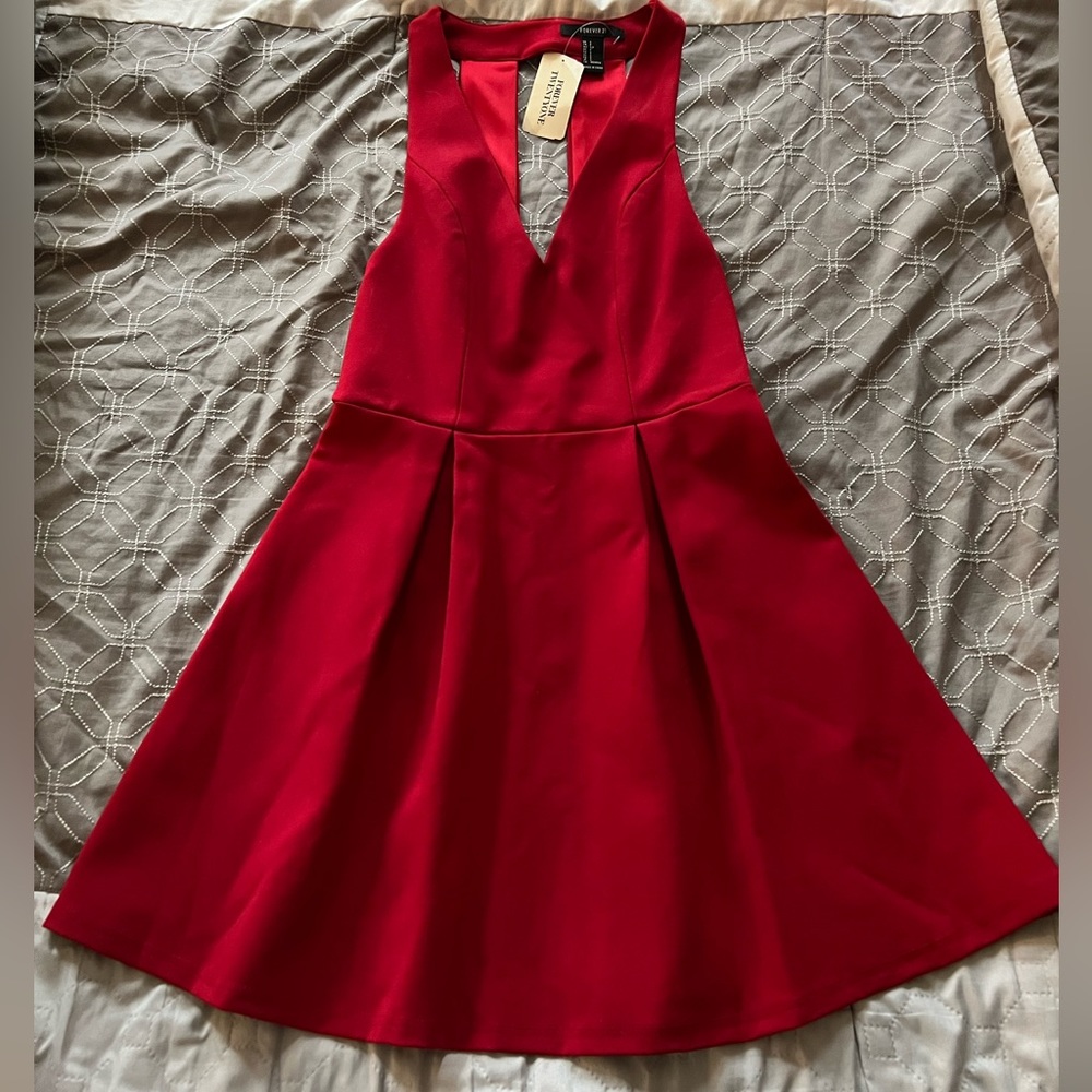 Red V-Neck Fit & Flare dress